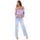Top dama tip corset, lila, din satin, cu maneca lunga si umerii goi, Esra 4 - jojofashion.ro