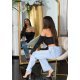 Top dama tip corset, negru, din satin, cu maneca lunga si umerii goi, Esra 3 - jojofashion.ro
