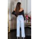Top dama tip corset, negru, din satin, cu maneca lunga si umerii goi, Esra 4 - jojofashion.ro