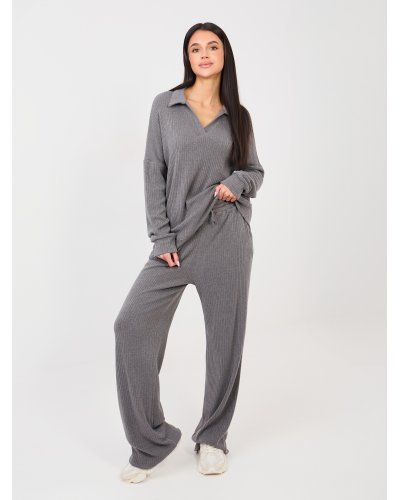 Compleu dama tricotat din agora gri Mikaela - jojofashion.ro