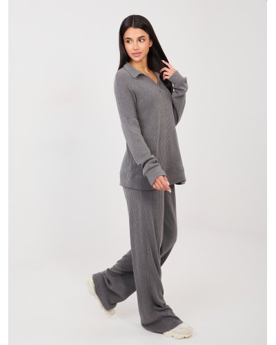Compleu dama tricotat din agora gri Mikaela - jojofashion.ro