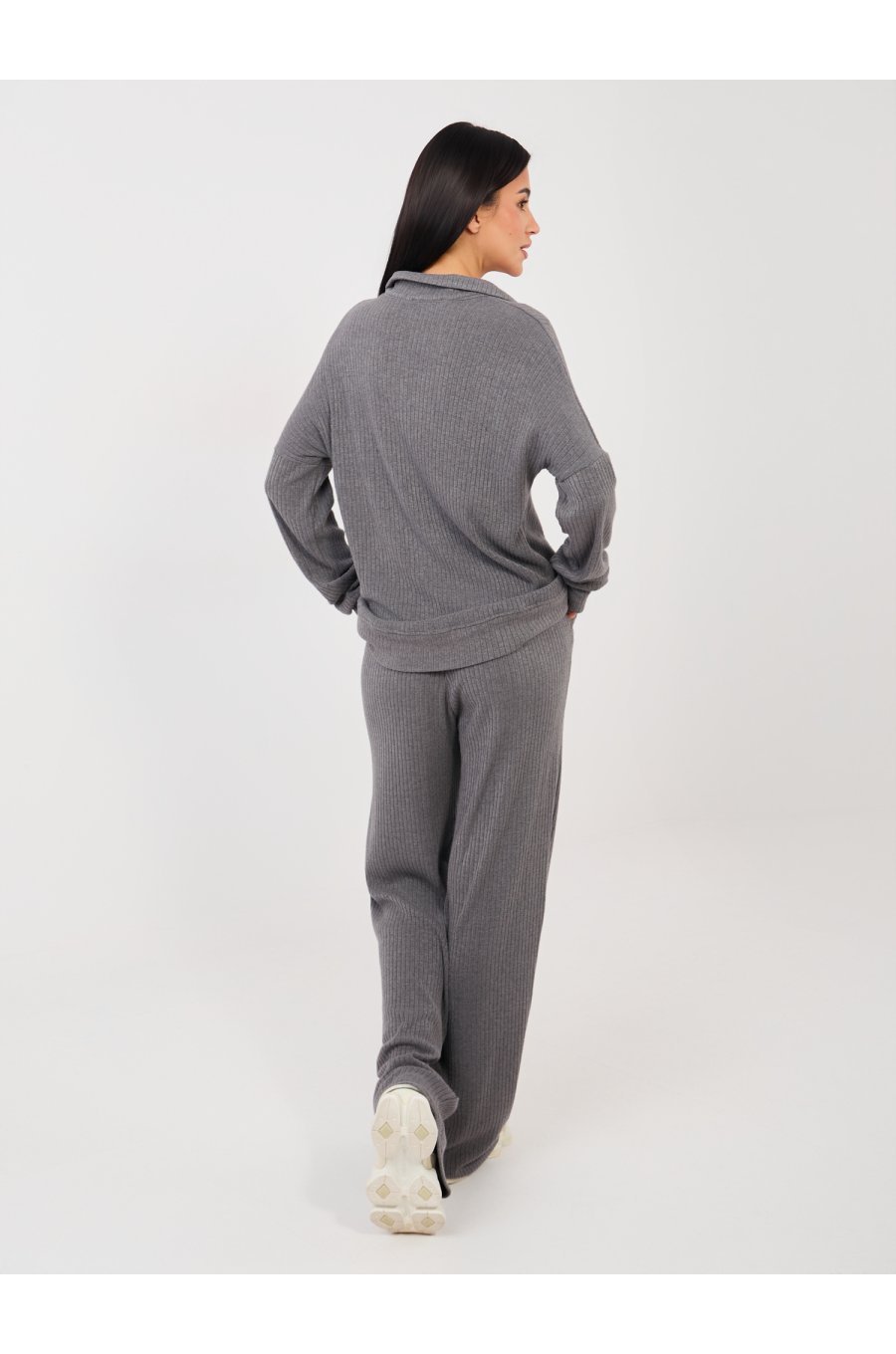 Compleu dama tricotat din agora gri Mikaela 3 - jojofashion.ro