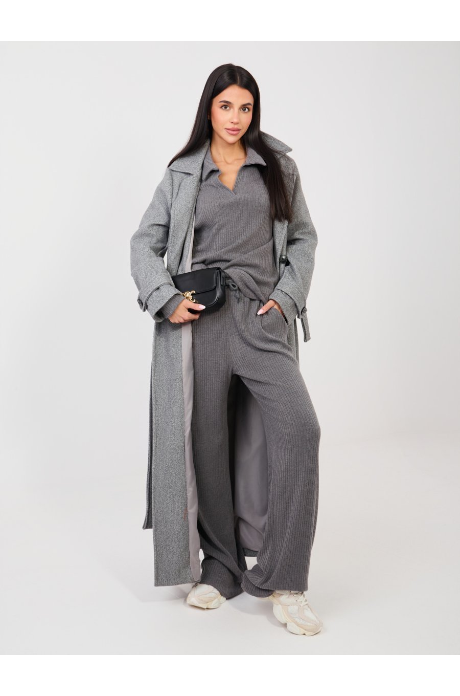 Compleu dama tricotat din agora gri Mikaela 4 - jojofashion.ro