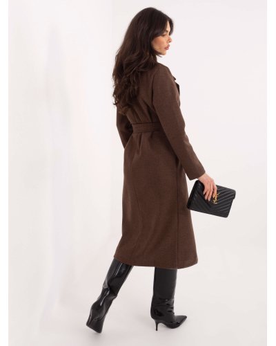 Geci dama, Palton dama  maro cu buzunare revere si cordon Yariana - jojofashion.ro