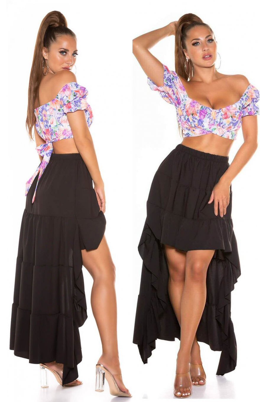 Fusta scurta neagra cu trena latino look Nedelya Fusta scurta neagra cu trena latino look Nedelya 2 - jojofashion.ro