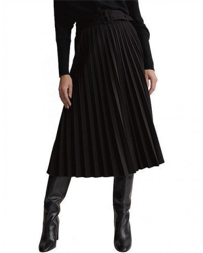 Fusta eleganta midi neagra plisata Florena Fuste dama, Fusta eleganta midi neagra plisata Florena - jojofashion.ro