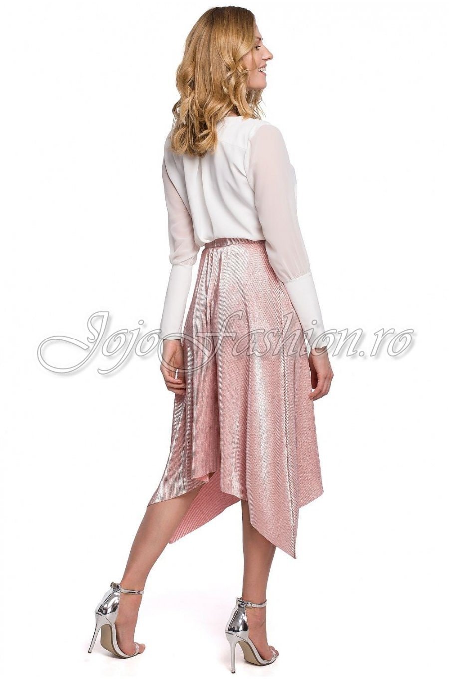 Fusta glitter roz asimetrica Paula Fusta glitter roz asimetrica Paula 2 - jojofashion.ro
