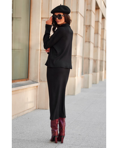 Fusta conica din vascoza, midi, neagra, mulata, CarmenR Fuste dama, Fusta conica din vascoza, midi, neagra, mulata, CarmenR - jojofashion.ro