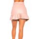 Fusta din piele eco scurta roz cu volan plisat Kylie 4 - jojofashion.ro