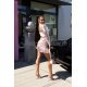 Fusta din piele eco scurta roz cu volan plisat Kylie 5 - jojofashion.ro