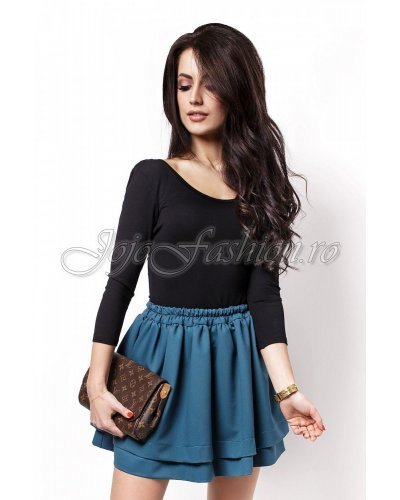 Fusta scurta in clos din vascoza albastra Elana - jojofashion.ro