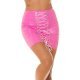 Fusta mulata, din imitatie piele, scurta, roz bombon, Lindsay 2 - jojofashion.ro