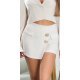 Fusta skort scurta bej cu nasturi aurii Xenia 2 - jojofashion.ro