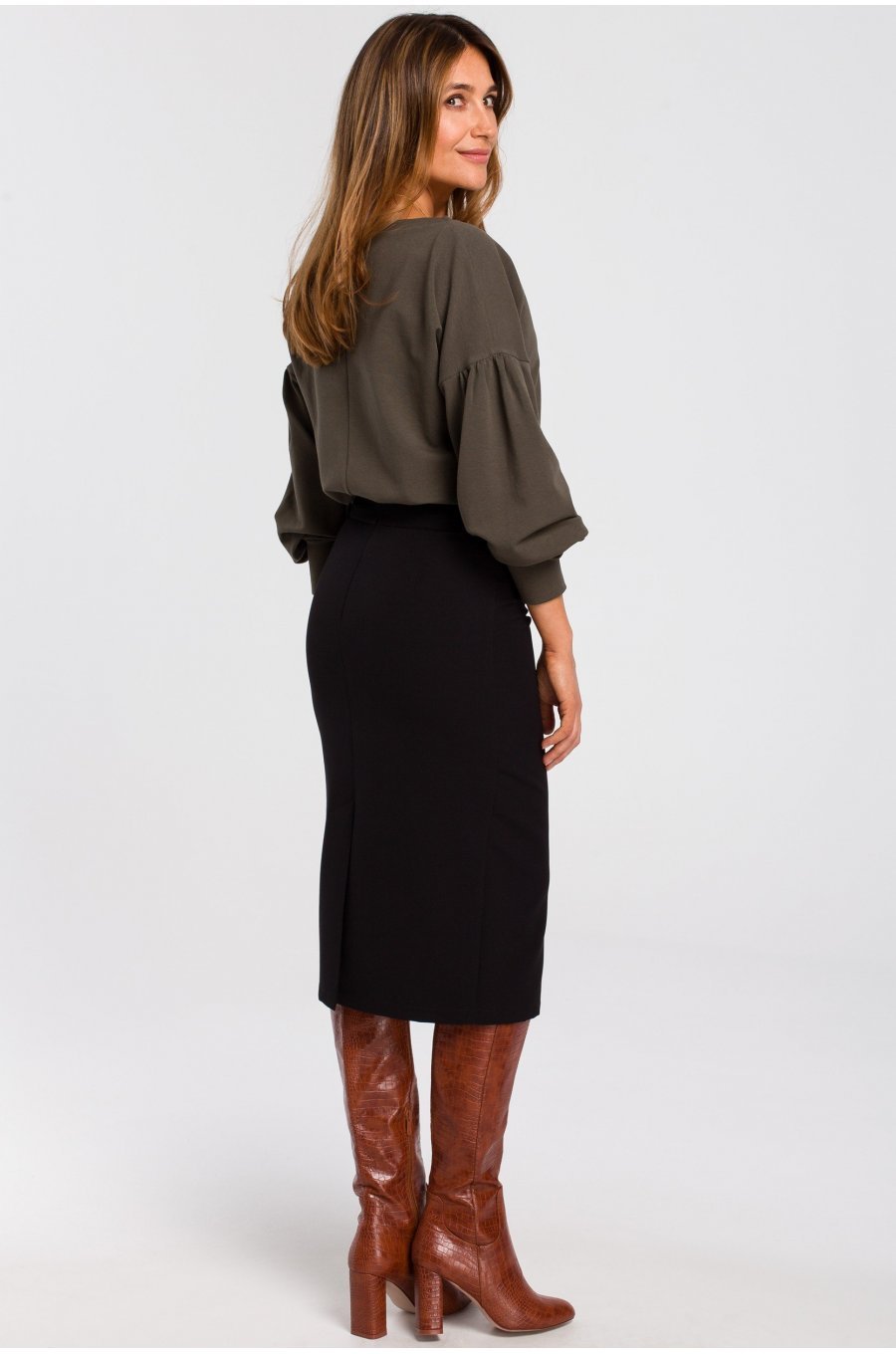 Fusta tip creion, mulata, midi, neagra, clasica, Collie Fusta tip creion, mulata, midi, neagra, clasica, Collie 3 - jojofashion.ro