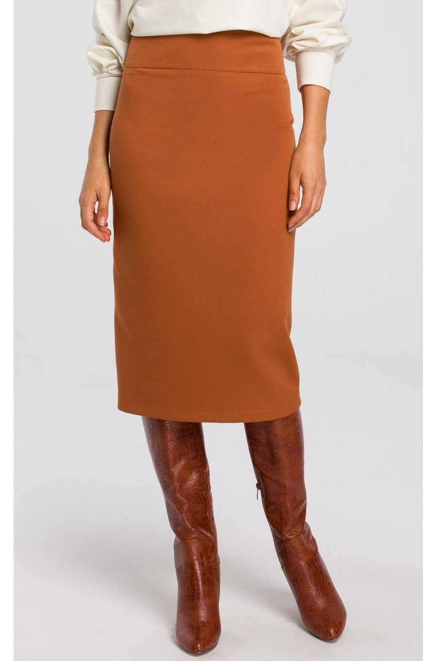 Fusta tip creion, mulata, midi, caramizie, clasica, Collie Fusta tip creion, mulata, midi, caramizie, clasica, Collie 1 - jojofashion.ro