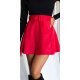 Fusta scurta rosie imitatie piele caprioara cu talia inalta Molly 2 - jojofashion.ro