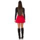 Fusta scurta rosie imitatie piele caprioara cu talia inalta Molly 4 - jojofashion.ro