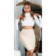 Fusta bandage midi, bej, tip creion, cu fermoar la spate, Sofie 3 - jojofashion.ro