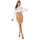 Fusta bandage midi, cappuccino, tip creion, cu fermoar la spate, Sofie 7 - jojofashion.ro