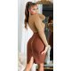 Fusta bandage midi, maro, tip creion, cu fermoar la spate, Sofie Fusta bandage midi, maro, tip creion, cu fermoar la spate, Sofie 4 - jojofashion.ro