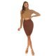 Fusta bandage midi, maro, tip creion, cu fermoar la spate, Sofie 5 - jojofashion.ro