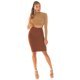 Fusta bandage midi, maro, tip creion, cu fermoar la spate, Sofie 7 - jojofashion.ro