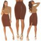 Fusta bandage midi, maro, tip creion, cu fermoar la spate, Sofie Fusta bandage midi, maro, tip creion, cu fermoar la spate, Sofie 8 - jojofashion.ro