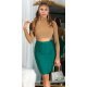 Fusta bandage midi, verde, tip creion, cu fermoar la spate, Sofie 3 - jojofashion.ro