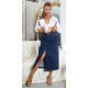 Fusta blugi lunga, albastra, din denim, cu talia inalta, Sigrid Fusta blugi lunga, albastra, din denim, cu talia inalta, Sigrid 3 - jojofashion.ro