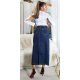 Fusta blugi lunga, albastra, din denim, cu talia inalta, Sigrid Fusta blugi lunga, albastra, din denim, cu talia inalta, Sigrid 4 - jojofashion.ro