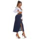 Fusta blugi lunga, albastra, din denim, cu talia inalta, Sigrid Fusta blugi lunga, albastra, din denim, cu talia inalta, Sigrid 7 - jojofashion.ro