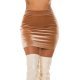 Fusta casual, din catifea, scurta, cappuccino, mulata, Angelique 2 - jojofashion.ro