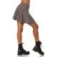 Fusta casual plisata din vascoza scurta neagra cu print bej Rayunna 4 - jojofashion.ro