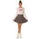Fusta casual plisata din vascoza scurta neagra cu print bej Rayunna 5 - jojofashion.ro