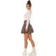 Fusta casual plisata din vascoza scurta neagra cu print bej Rayunna 6 - jojofashion.ro