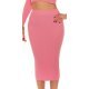 Fusta casual, tip creion, din tricot, midi, corai, mulata, Reykan 2 - jojofashion.ro