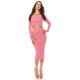 Fusta casual, tip creion, din tricot, midi, corai, mulata, Reykan 4 - jojofashion.ro