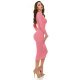 Fusta casual, tip creion, din tricot, midi, corai, mulata, Reykan 5 - jojofashion.ro