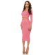 Fusta casual, tip creion, din tricot, midi, corai, mulata, Reykan 8 - jojofashion.ro