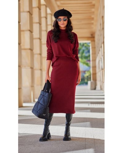 Fusta conica din vascoza, midi, burgundy, mulata, CarmenR Fuste dama, Fusta conica din vascoza, midi, burgundy, mulata, CarmenR - jojofashion.ro
