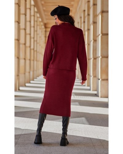 Fusta conica din vascoza, midi, burgundy, mulata, CarmenR Fuste dama, Fusta conica din vascoza, midi, burgundy, mulata, CarmenR - jojofashion.ro