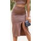 Fusta conica piele eco midi, bronz Ektrinis 2 - jojofashion.ro