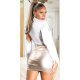 Fusta cu aspect metalic, din vascoza, aurie, scurta, cu tinte, Andia Fusta cu aspect metalic, din vascoza, aurie, scurta, cu tinte, Andia 3 - jojofashion.ro
