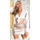 Fusta cu aspect metalic, din vascoza, aurie, scurta, cu tinte, Andia Fusta cu aspect metalic, din vascoza, aurie, scurta, cu tinte, Andia 4 - jojofashion.ro