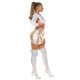 Fusta cu aspect metalic, din vascoza, aurie, scurta, cu tinte, Andia Fusta cu aspect metalic, din vascoza, aurie, scurta, cu tinte, Andia 6 - jojofashion.ro