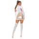 Fusta cu aspect metalic, din vascoza, aurie, scurta, cu tinte, Andia Fusta cu aspect metalic, din vascoza, aurie, scurta, cu tinte, Andia 7 - jojofashion.ro