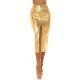 Fusta cu aspect metalic, vascoza, aurie, midi, despicata frontal, Sass Fusta cu aspect metalic, vascoza, aurie, midi, despicata frontal, Sass 2 - jojofashion.ro
