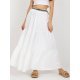 Fusta cu volane si curea, din vascoza, lunga, alba, fluida, Amrita Fusta cu volane si curea, din vascoza, lunga, alba, fluida, Amrita 2 - jojofashion.ro