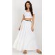 Fusta cu volane si curea, din vascoza, lunga, alba, fluida, Amrita Fusta cu volane si curea, din vascoza, lunga, alba, fluida, Amrita 3 - jojofashion.ro