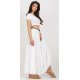 Fusta cu volane si curea, din vascoza, lunga, alba, fluida, Amrita Fusta cu volane si curea, din vascoza, lunga, alba, fluida, Amrita 4 - jojofashion.ro